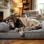 Senior Dog Sleeping on Memory Foam Orthopedic Bed